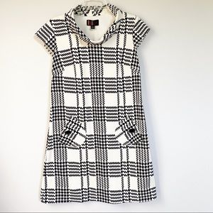 Funnel Neck Houndstooth Dress